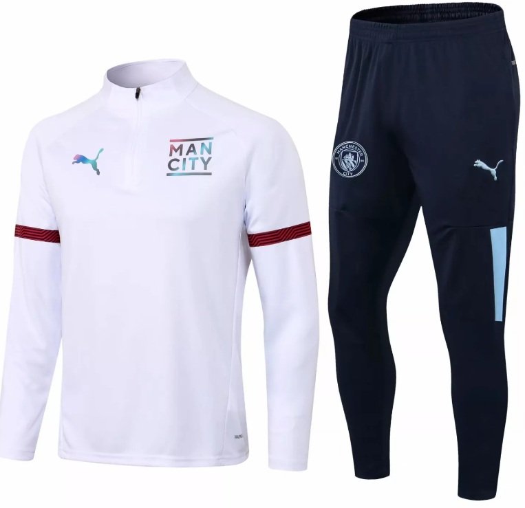 Kit treinamento Manchester City 2021 2022 Puma oficial branco e preto